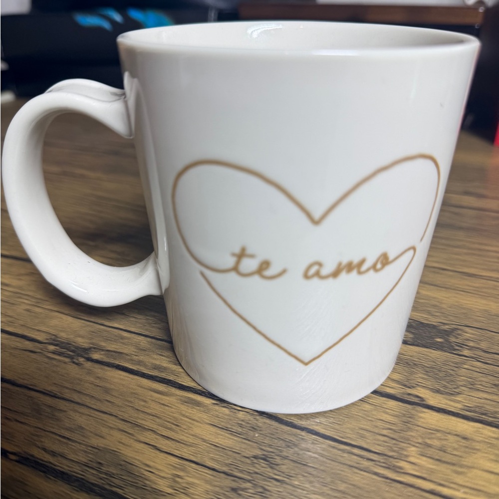 Threshold White Ceramic Mug with Gold Heart Design